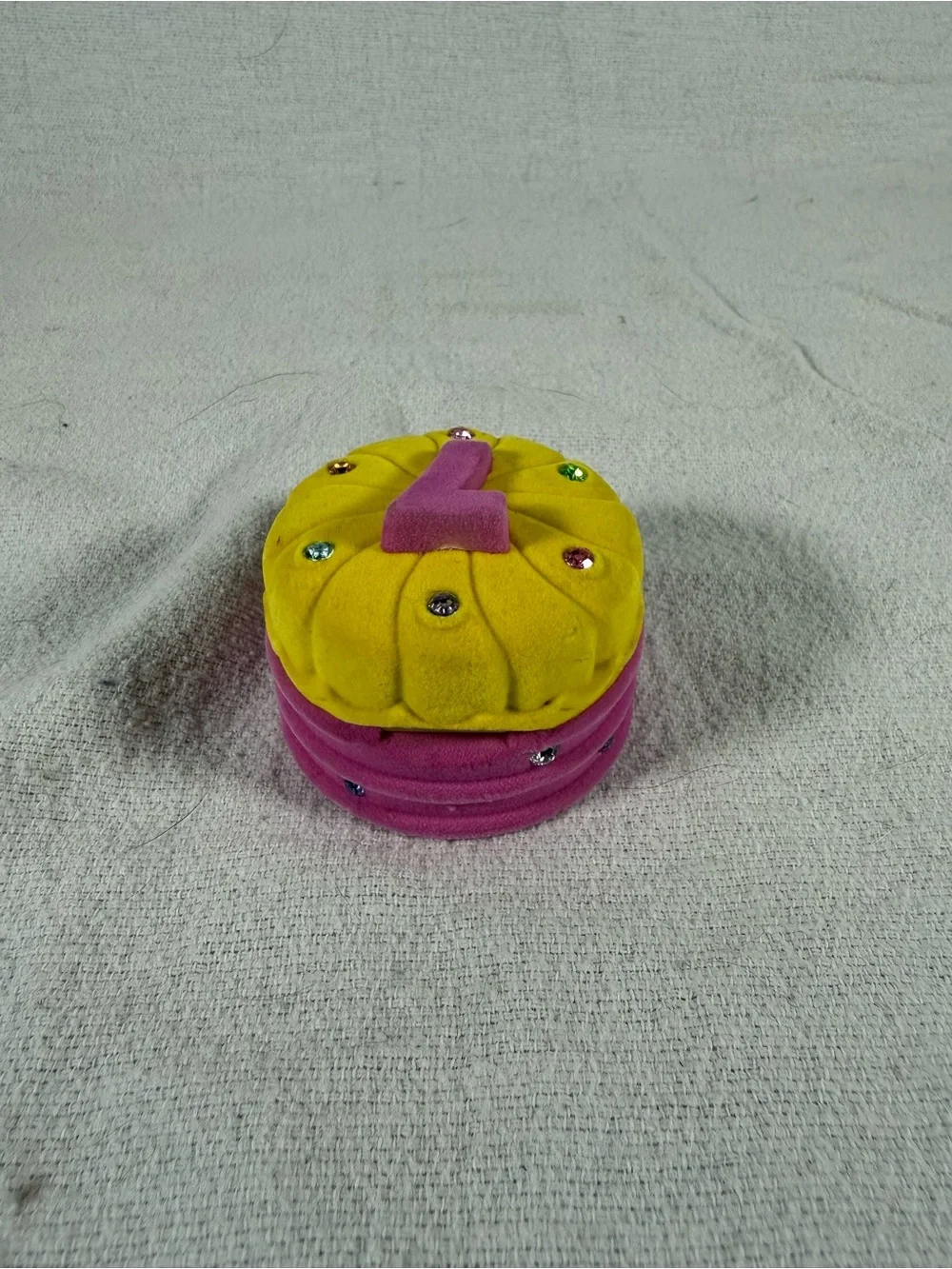 Pink and Yellow Rhinestone 7 Year Old Small Jewelry Box